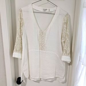 3/$10 Simply Noelle White Lace 3/4 Sleeve Blouse